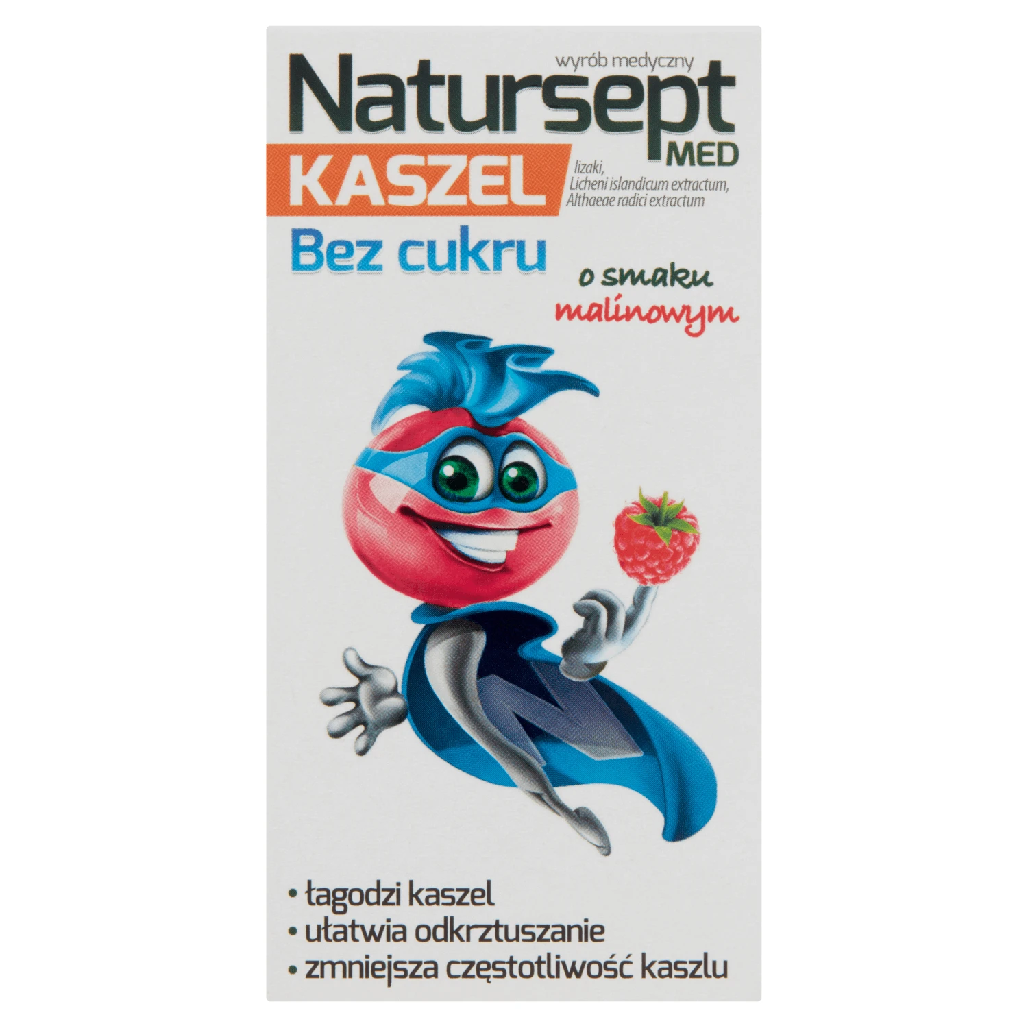 Natursept Med Cough, suikervrije lolly's, frambozensmaak, vanaf 3 jaar, 6 stuks
