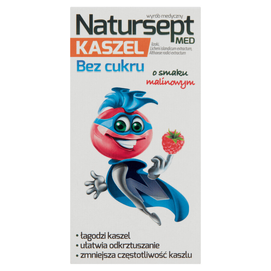 Natursept Med Cough, acadele fără zahăr, aromă de zmeură, peste 3 ani, 6 bucăți