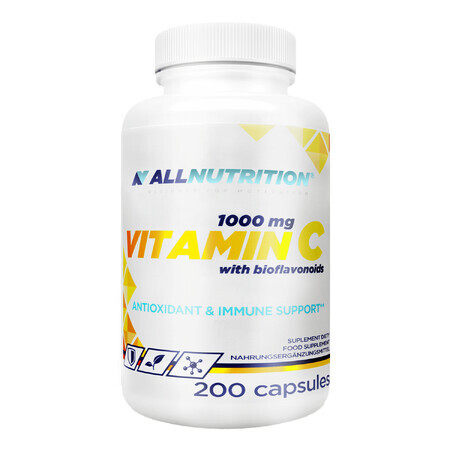 Allnutrition Vitamine C 1000 mg, vitamine C + bioflavonoïden, 200 capsules