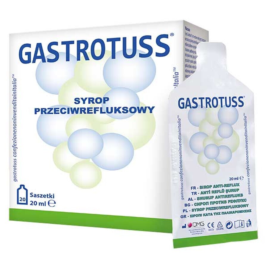 Gastrotuss, anti-refluxsiroop, 20 ml x 20 zakjes