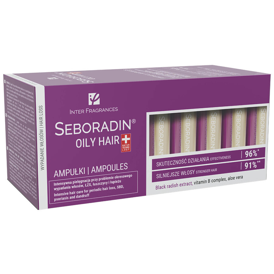 Seboradin Oily Hair, intensieve behandeling voor vettig haar dat gevoelig is voor uitval, 5,5 ml x 14 ampullen