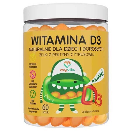 MyVita Vitamine D3, bonbons gélifiés naturels pour enfants et adultes, 60 pièces