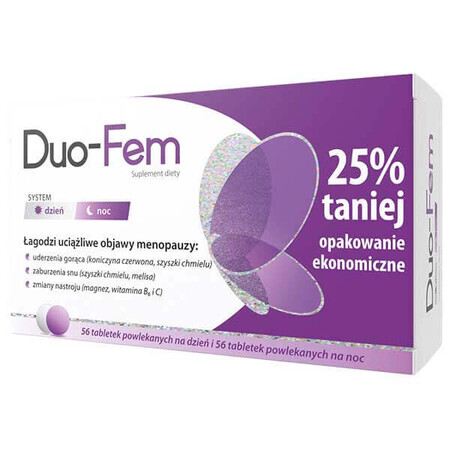 Duo-FeM, 2 x 28 filmomhulde tabletten voor de dag + 2 x 28 filmomhulde tabletten voor de nacht