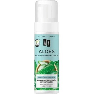 AA Aloë, make-up verwijderaar en gezichtswasschuim, hydraterend en verzachtend, 150 ml