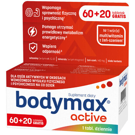 Bodymax Actief, 60 tabletten + 20 gratis tabletten