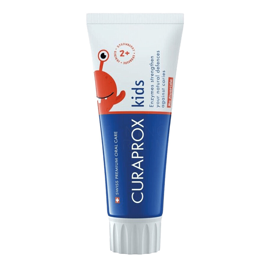 Curaprox Kids, dentifrice pour enfants, sans fluor, fraise, à partir de 2 ans, 60 ml