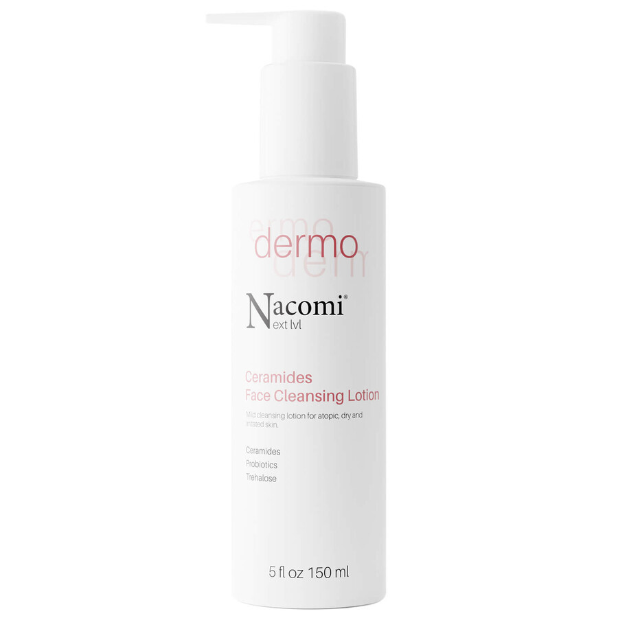 Nacomi Next Level, émulsion nettoyante douce à base de céramides pour le visage, 150 ml