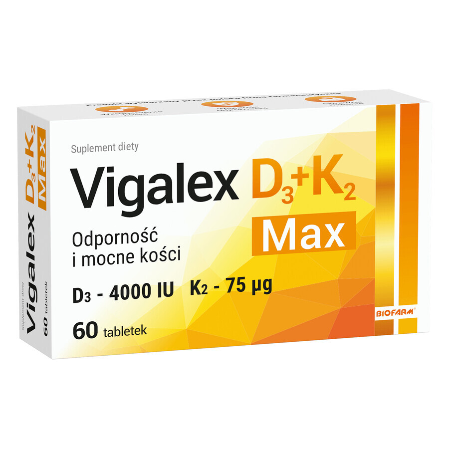 Vigalex D3 + K2 Max, vitamine D 4000 IE + vitamine K 75 µg, 60 tabletten