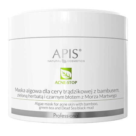 Apis Professional Acne-Stop, algenmasker voor de acne-gevoelige huid, met bamboe, groene thee en zwarte modder uit de Dode Zee, 100 g