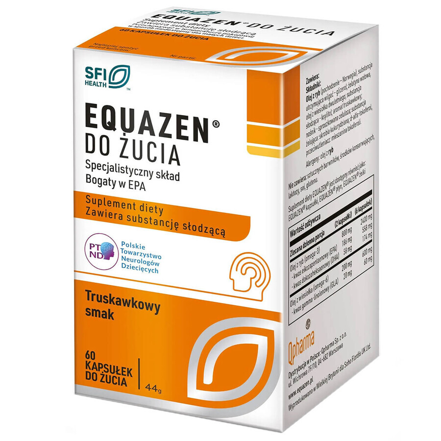 Equazen, aardbeiensmaak, 60 kauwcapsules