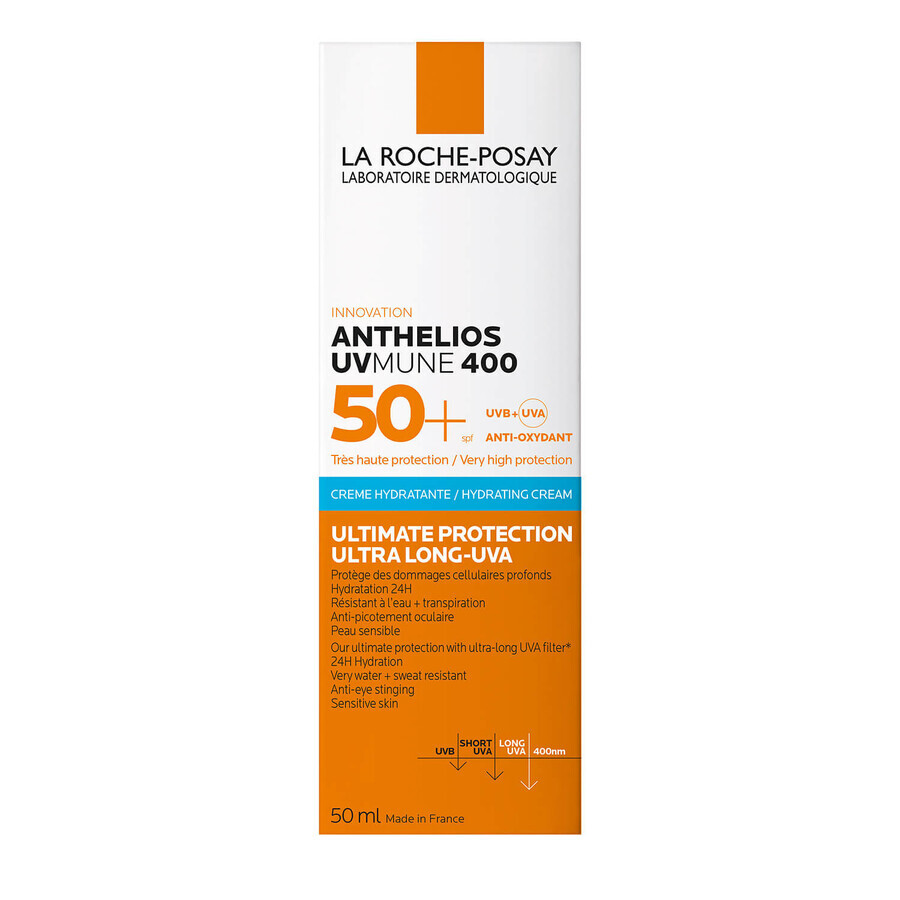 La Roche-Posay Anthelios UVMune 400, hydraterende beschermende gezichtscrème, SPF 50+, 50 ml