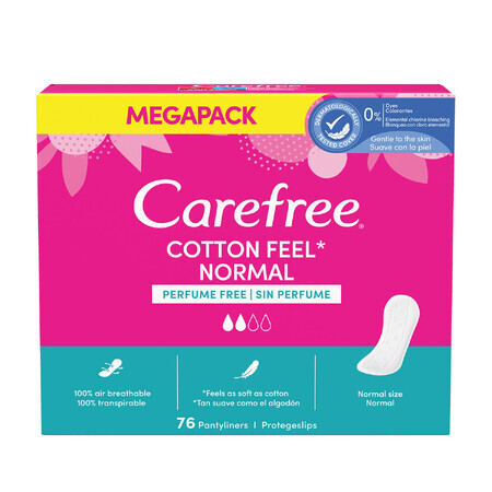 Carefree Cotton Feel Normaal maandverband, ongeparfumeerd, 76 stuks