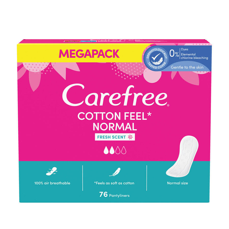 Carefree Cotton Feel Normaal maandverband, frisse geur, 76 stuks