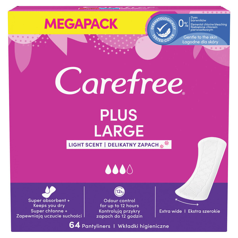 Carefree Plus Large, sanitary pads, light scent/delicate fragrance, 64 pcs.