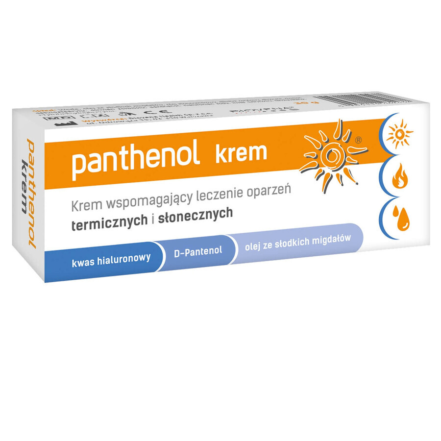 Panthenol, crème ter ondersteuning van de behandeling van thermische en zonnebrand, 30 g