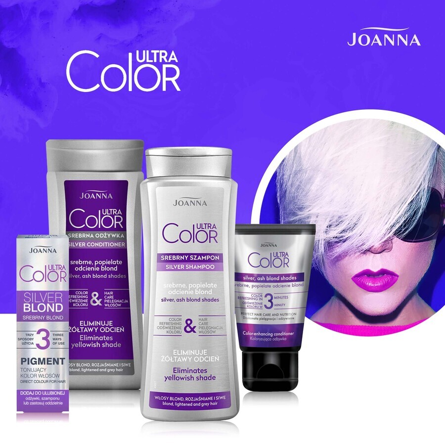 Joanna Ultra Colore Balsamo per Capelli Color Argento con Sfumature Biondo Platino, 200g