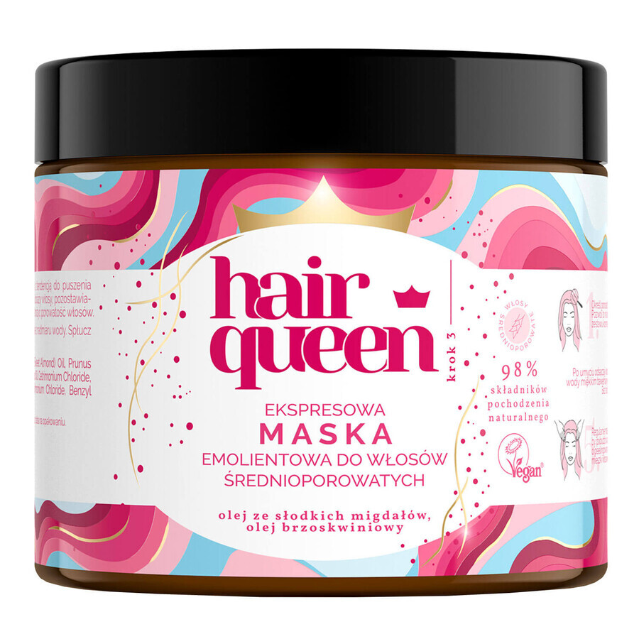 Hair Queen, express verzachtend masker voor medium poreus haar, 400 ml