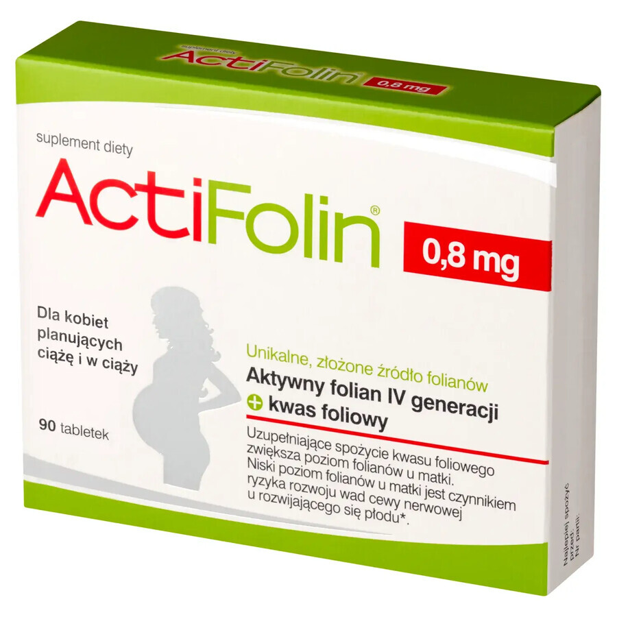 ActiFolin 0,8 mg, foliumzuur 800 µg, 90 tabletten