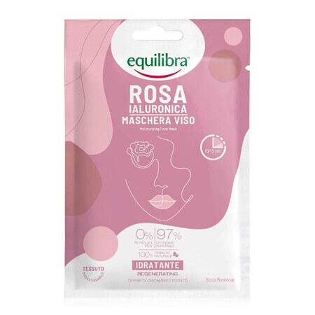 Equilibra Rosa, revitalizing face mask with rose in foil, hyaluronic acid, 1 piece