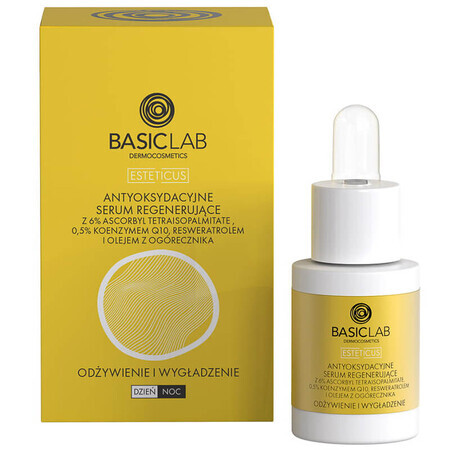 BasicLab Esteticus, sérum régénérant antioxydant à la vitamine C 6%, nourrissant et lissant, 15 ml