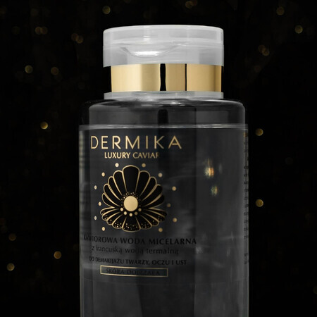 Dermika Luxury Caviar, kaviaar micellair water voor het verwijderen van make-up van gezicht, ogen en lippen, rijpe huid, 400 ml