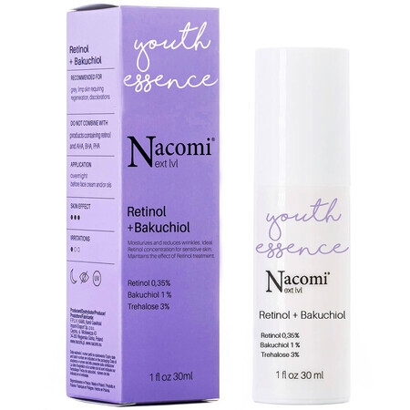 Nacomi Next Level, serum met retinol 0,35% + bakuchiol 1% + trehalose 3%, 30 ml