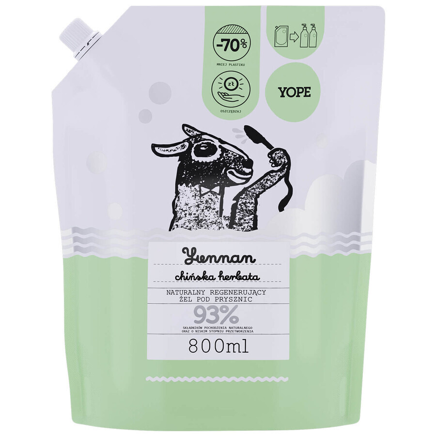 Yope Yunnan, gel de ducha natural, repuesto, 800 ml