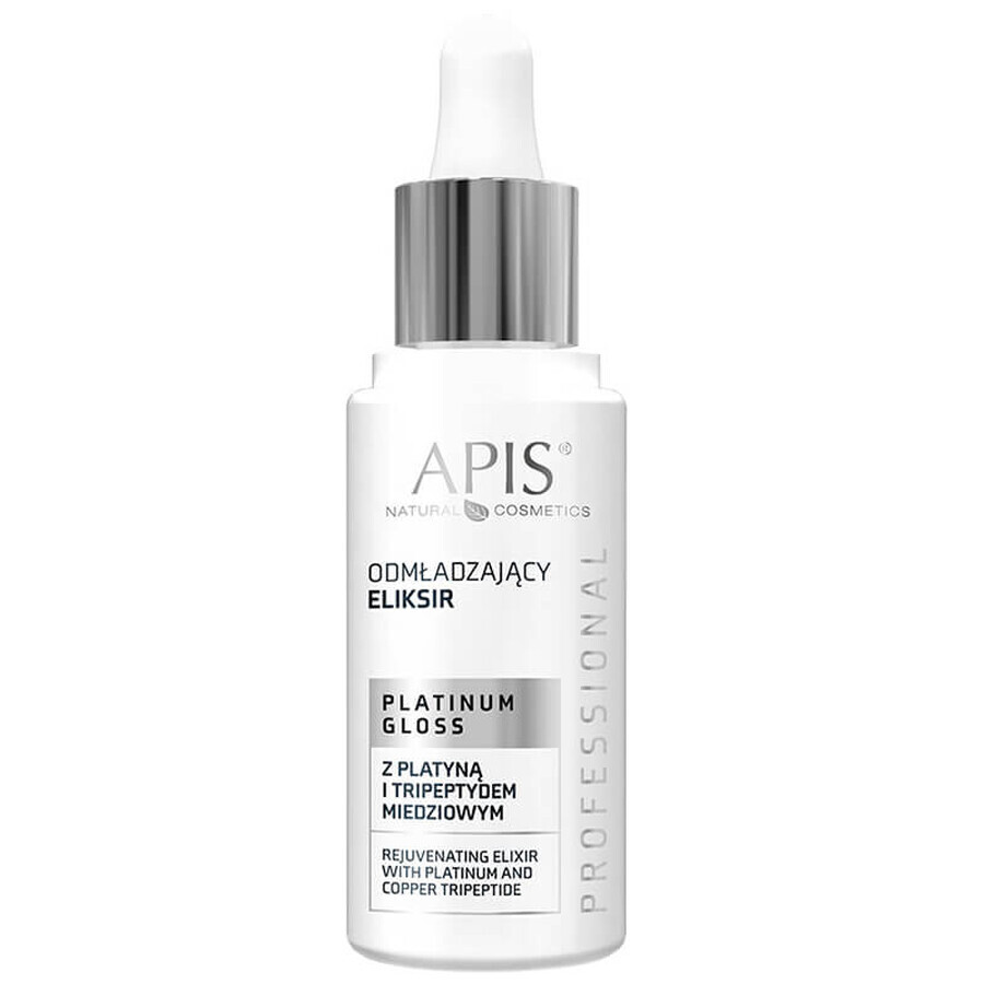 Apis Platinum Gloss Professional, élixir rajeunissant au tripeptide de platine et de cuivre, peau mature, 30 ml