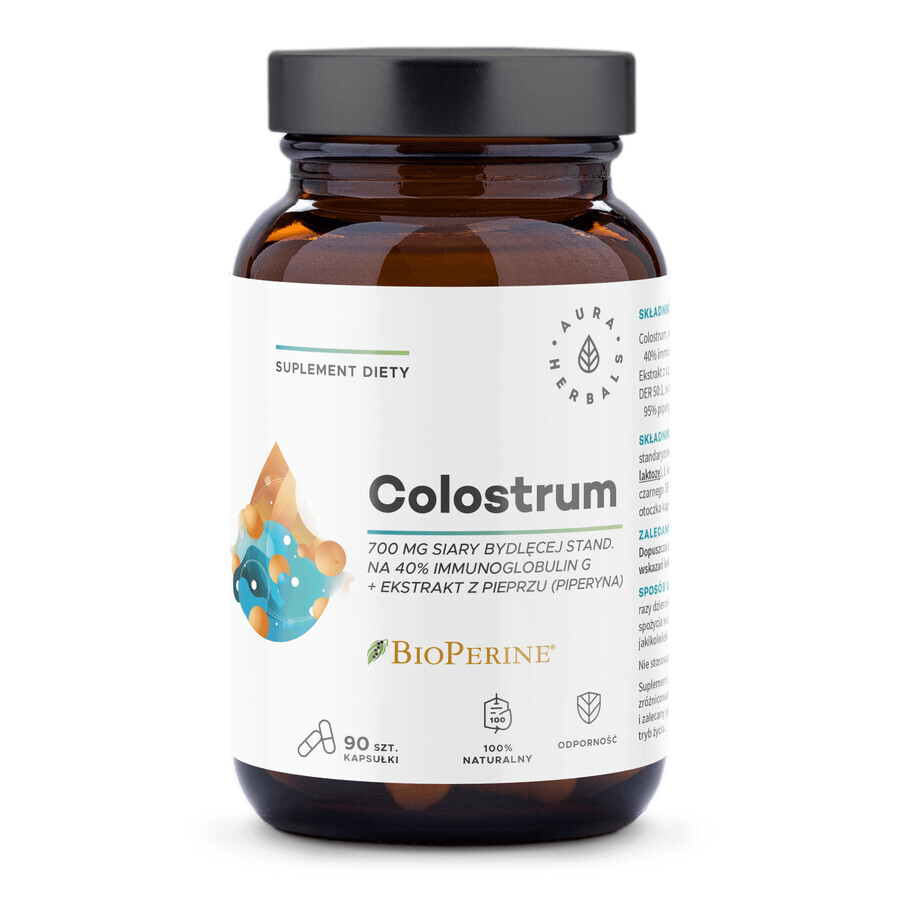 Aura Herbals Colostrum 700 mg + BioPerine, 90 capsule