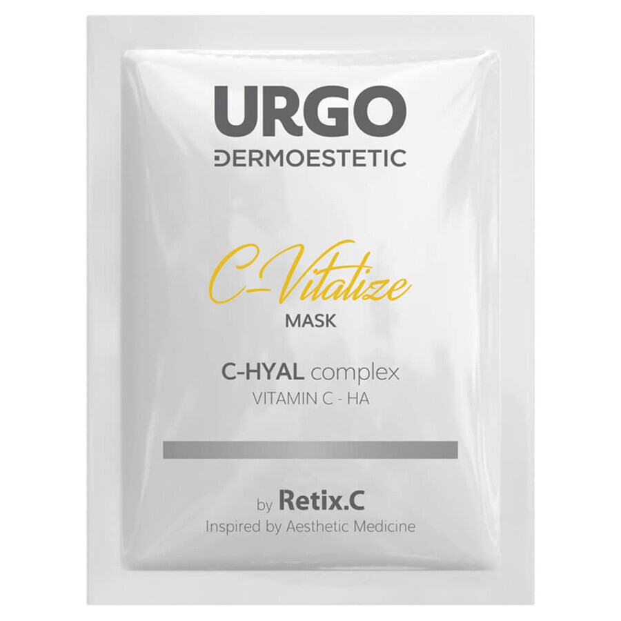 Urgo Dermoestetic C-Vitalize, revitaliserende en verhelderende set, cordun peeling, 50 ml + serum met vitamine C, 4 x 1 ml + gezichtsmasker, 4 x 2,5 ml