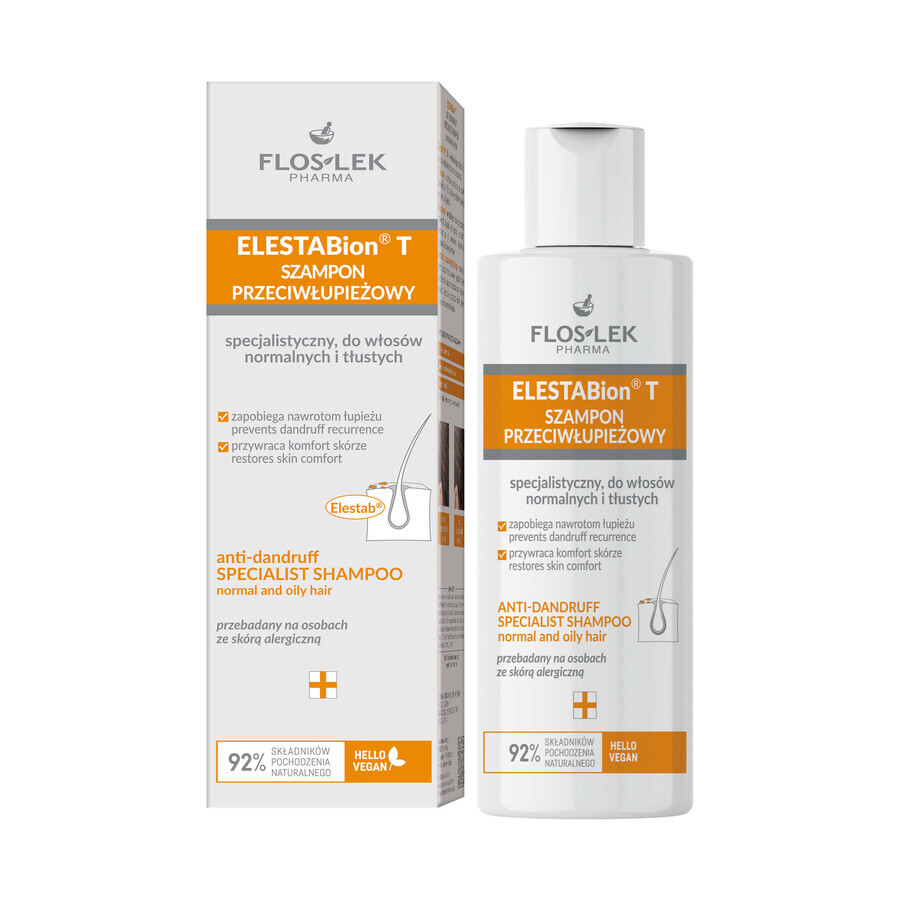 Flos-Lek ElestaBion T, specialistische anti-roosshampoo, voor normaal en vet haar, 150 ml