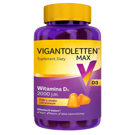 Vigantoletten Max, vitamin D3 2000 IU, lemon flavored jellies, 60 pieces