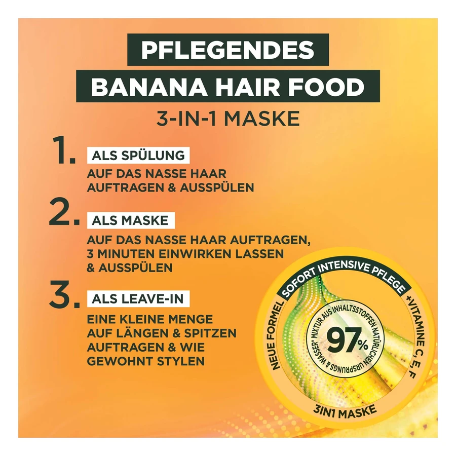 Garnier Fructis Hair Food Banana, voedend masker voor zeer droog haar, 400 ml