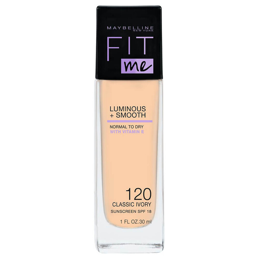 Fondotinta Maybelline Fit Me Luminous + Smooth 120 Classic Ivory, Illuminante, 30ml