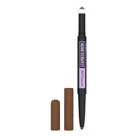 Maybelline Express Brow Satin Duo, crayon à sourcils double face, 02 Medium Brown, 1 pièce