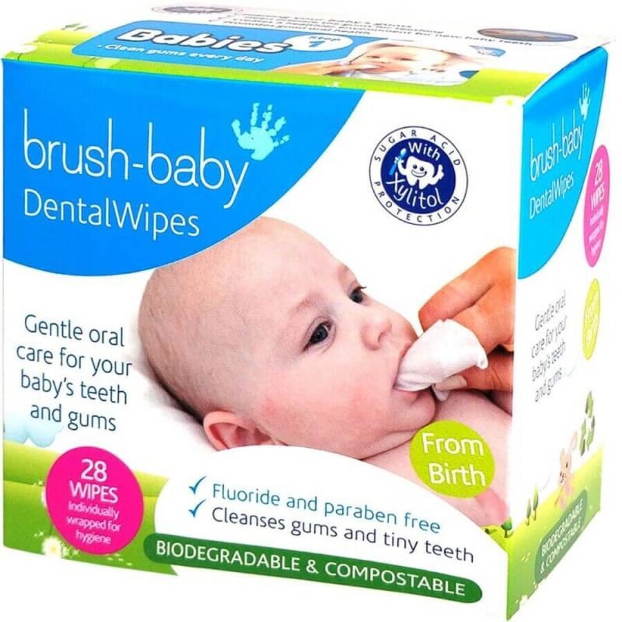 Brush-Baby Tanddoekjes, tandvleesreinigingsdoekjes, 0-16 maanden, 28 stuks