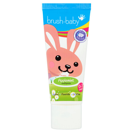 Brush-Baby, tandpasta voor kinderen 0-3 jaar, appelmunt, met fluoride, 50 ml