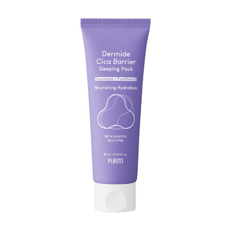 Purito Dermide Cica Barrier Sleeping Pack, regenererende gezichtscrème voor de nacht, 80 ml