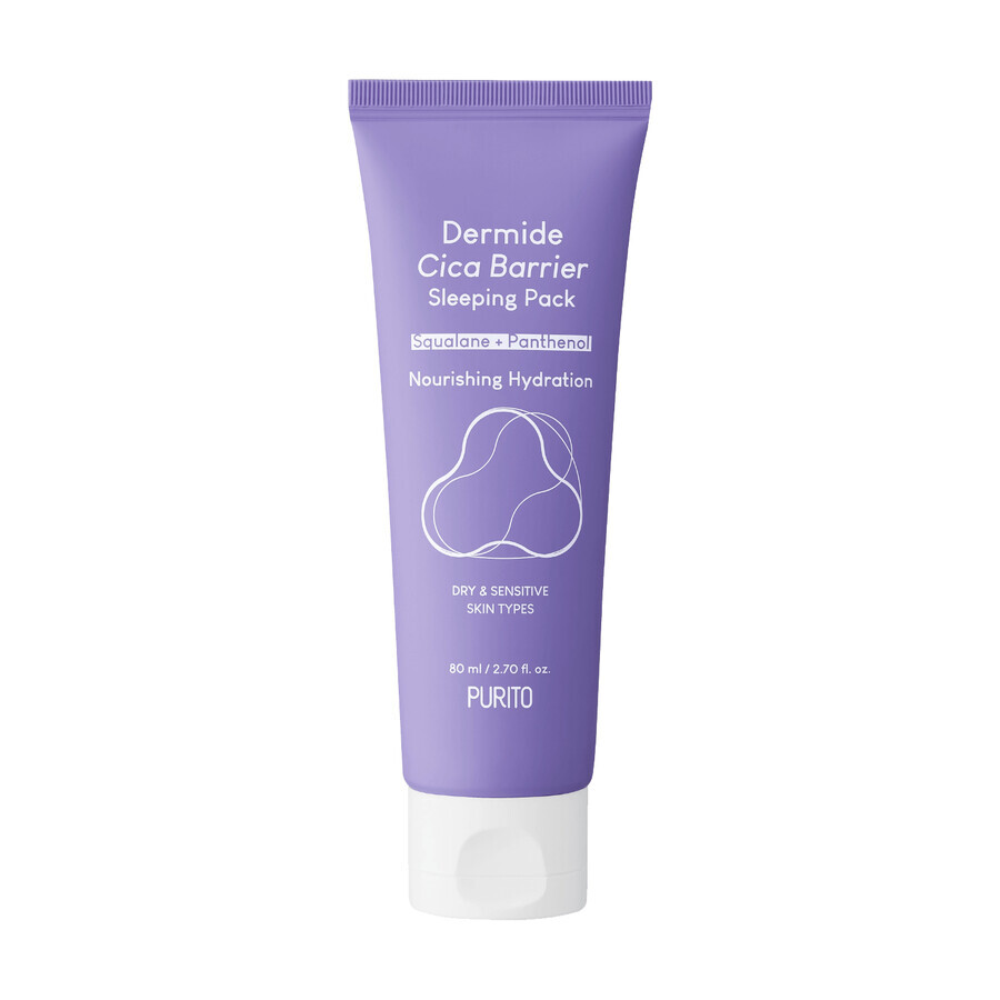 Purito Dermide Cica Barrier Sleeping Pack, crème visage régénérante pour la nuit, 80 ml