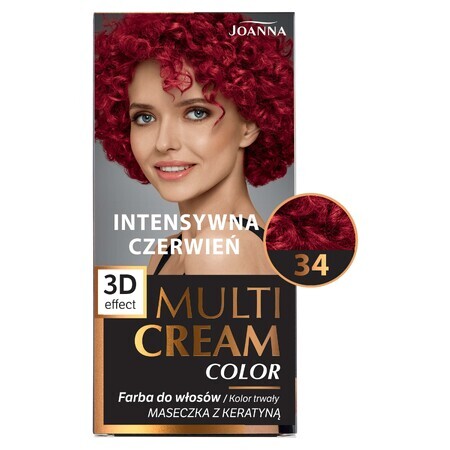 Joanna Multi Cream Color, hair dye, 34 intense red, 1 piece