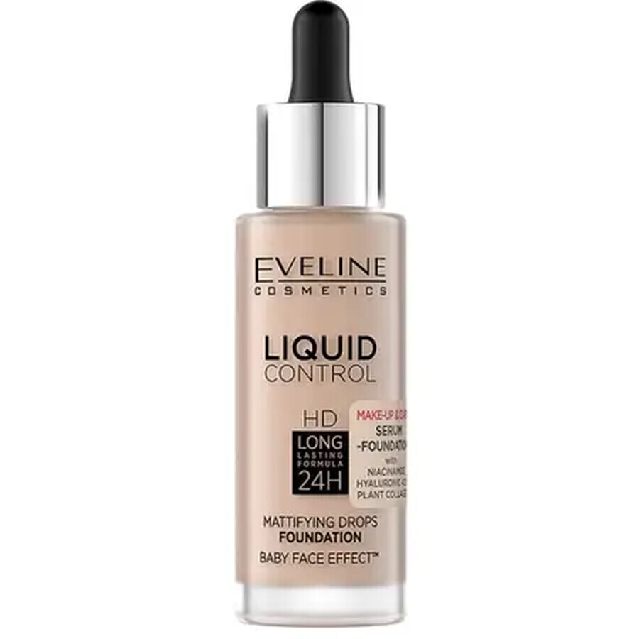 Eveline Cosmetics Liquid Control HD, matterende foundation, nr. 011, naturel, 32 ml