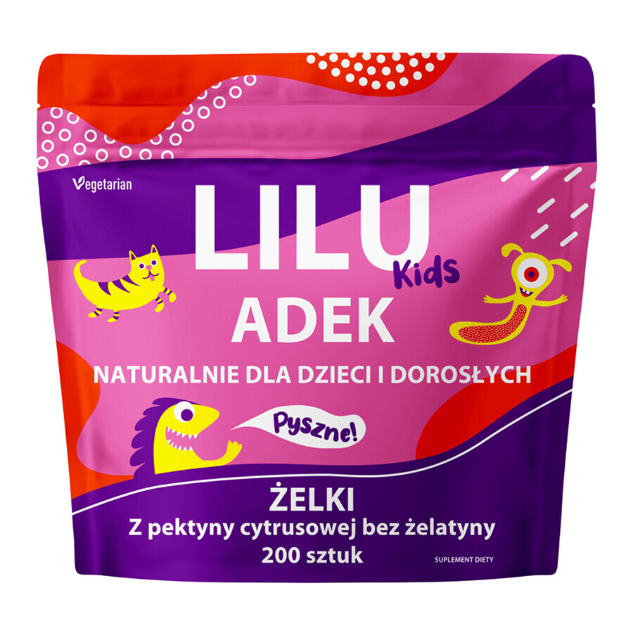 Lilu Kids ADEK, gelées naturelles pour enfants et adultes, 200 pièces