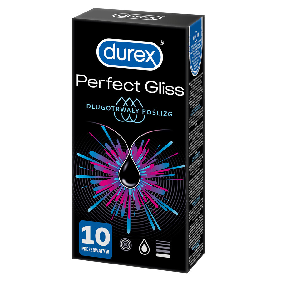 Durex Perfect Gliss, condooms met meer glijmiddel, 10 stuks