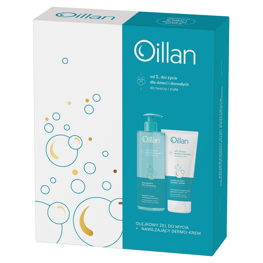 Oillan set, olie-reinigingsgel, 400 ml + hydraterende dermo-crème, 200 ml