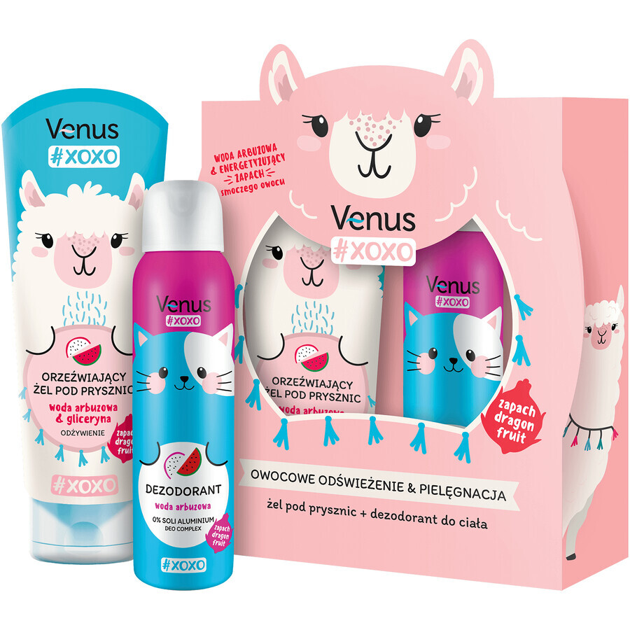 Venus XOXO Coffret nutrition et rafraîchissement, gel douche, 250 ml + déodorant, 150 ml