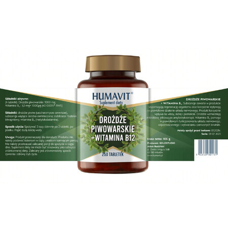 Humavit Biergist + Vitamine B12, 250 tabletten