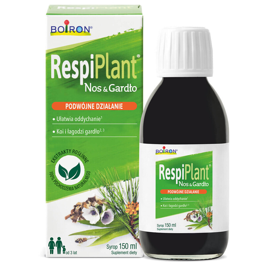 Boiron RespiPlant Nariz y Garganta, jarabe a partir de 3 años, 150 ml