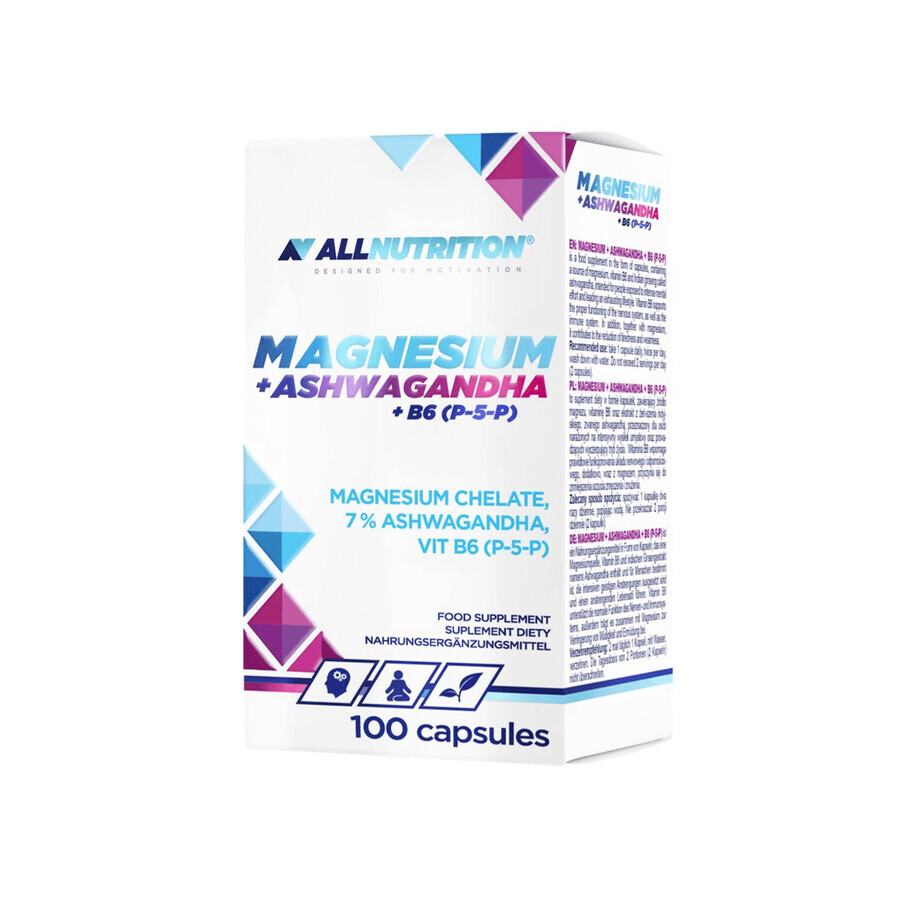 Allnutrition Magnesium + Ashwagandha + B6 (P-5-P), 100 capsules