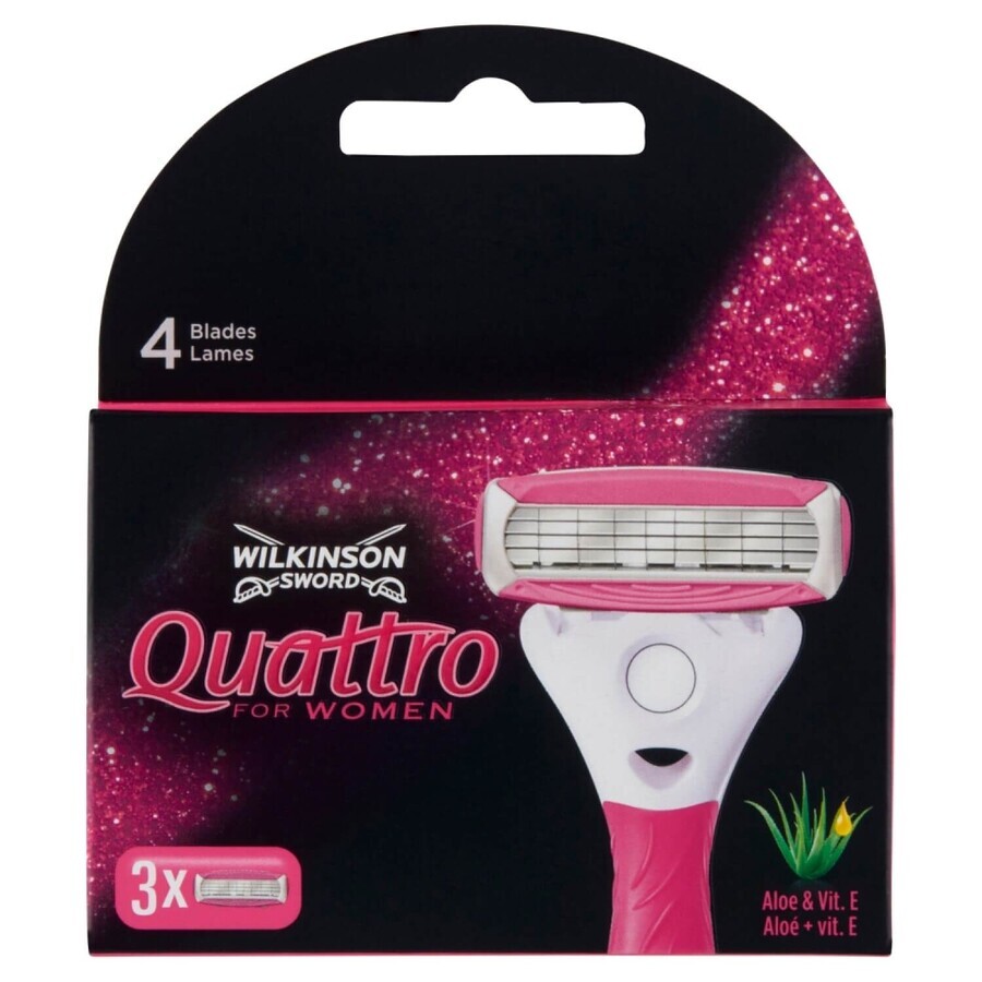 Wilkinson Sword Quattro For Women, cartușe de ras, 3 bucăți