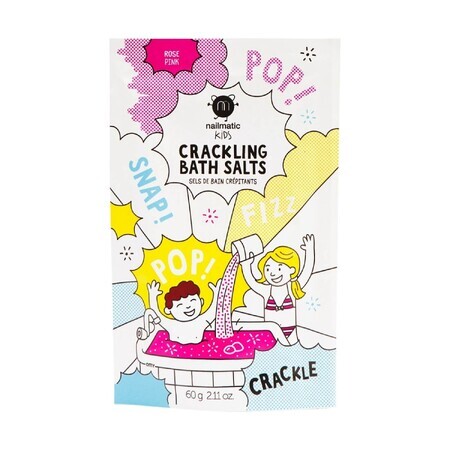 Nailmatic Kids Crackling, sal de baño efervescente, para niños, rosa, 60 g